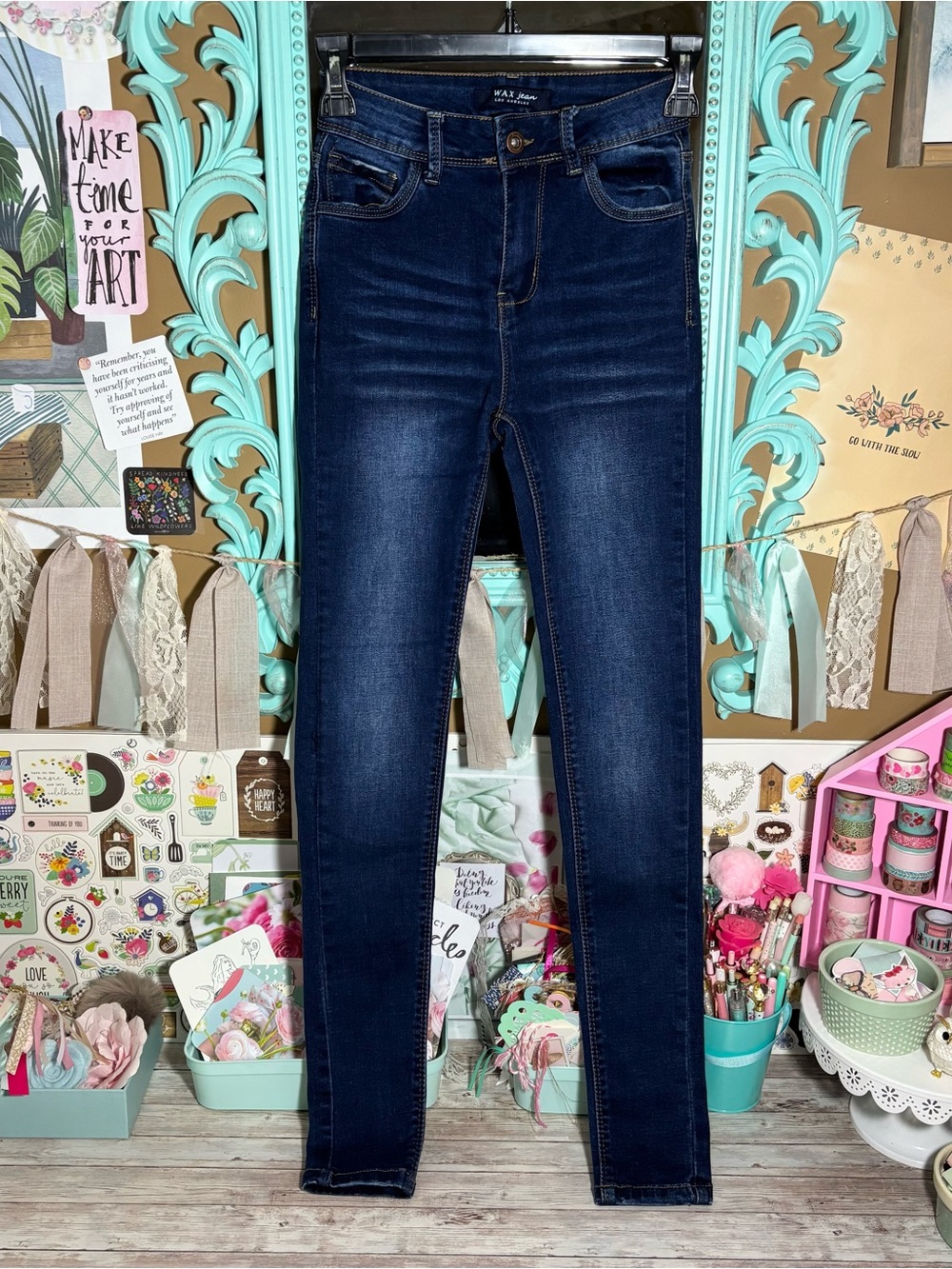 Wax Jean Los Angeles High Waist Skinny Dark Wash Denim Blue Jeans Women’s Size 0
